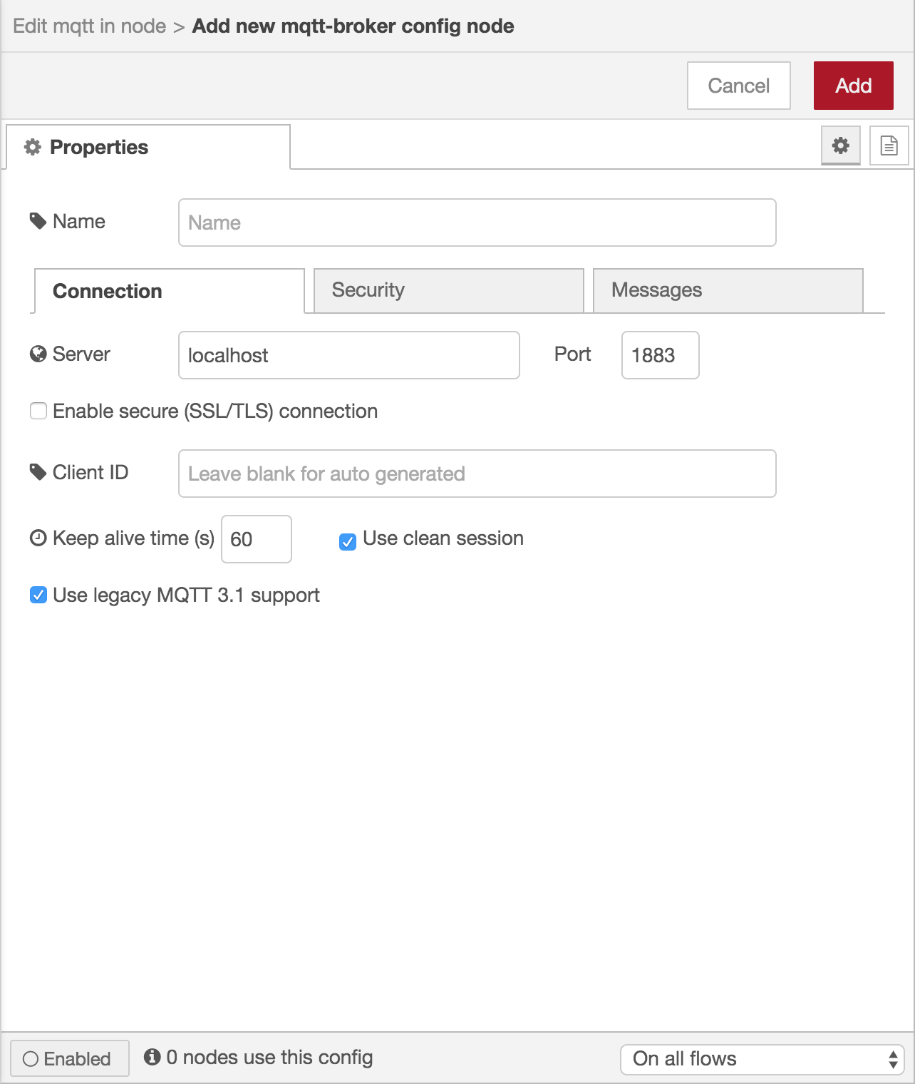 Configuration node edit dialog