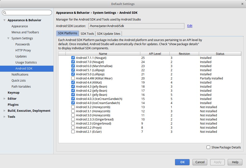 SDK selection